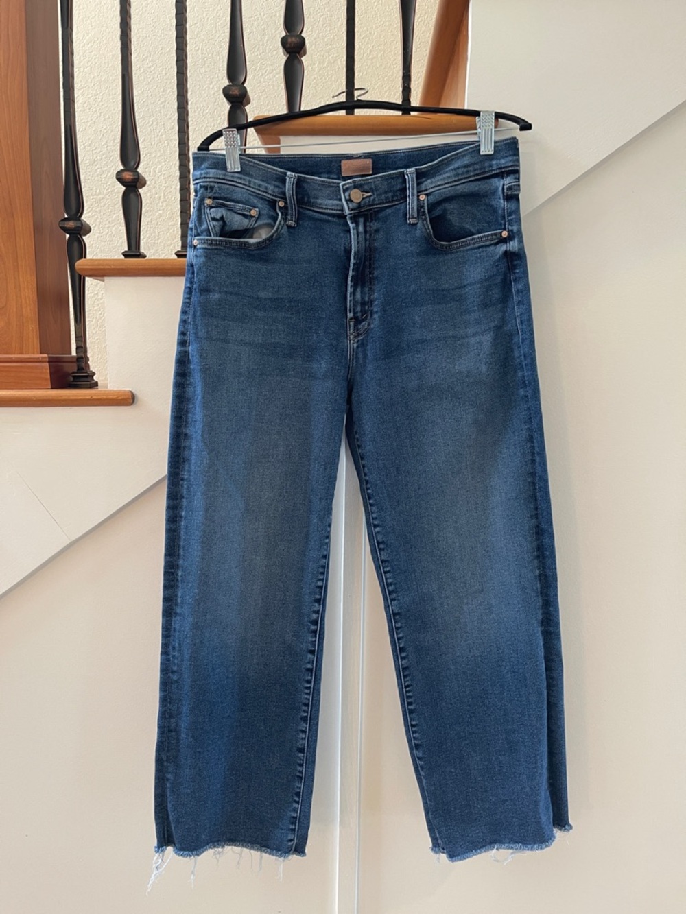 MOTHER The Mid Rise Rambler Ankle Fray, Dark Wash Sz 32 - Picture 3 of 15